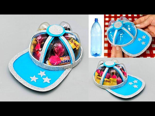 Candy box / hat with PET bottle! Idei incredibile din sticle de plastic! Sapca cu bomboane!