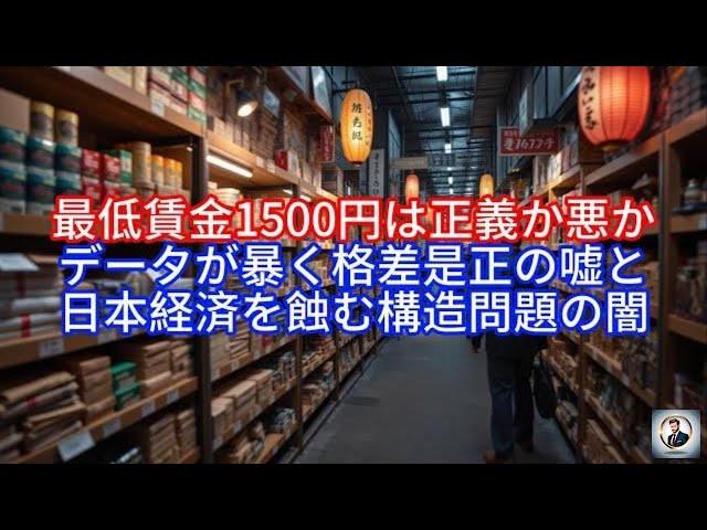 最低賃金1500円は正義か悪か，データが暴く格差是正の嘘と、日本経済を蝕む構造問題の闇