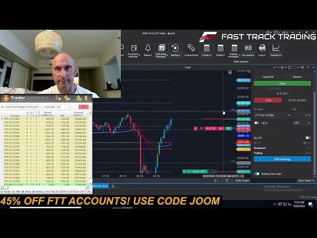 Trading The Open With My 20 FastTrackTrading 150k Accounts! CODE JOOM  FOR 45% OFF