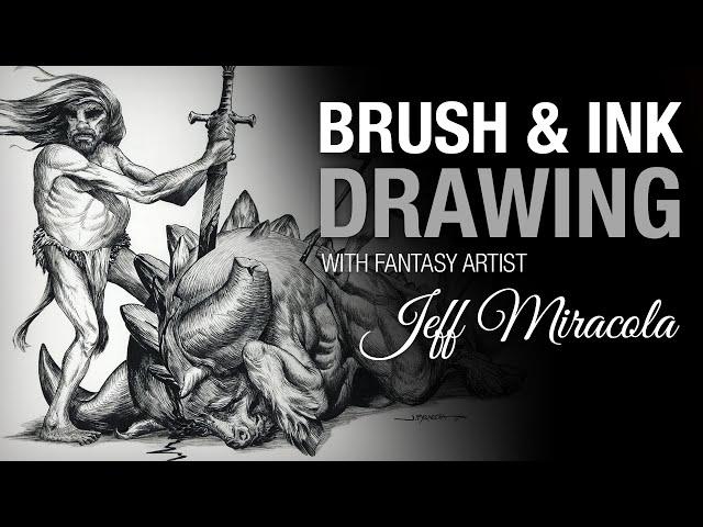 Brush & Ink drawing by fantasy artist Jeff Miracola