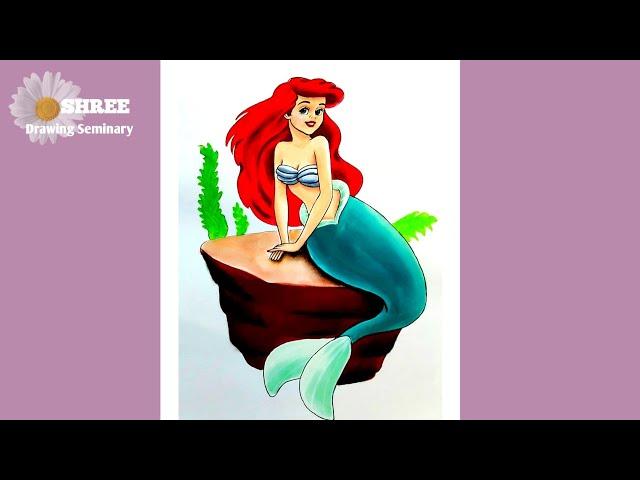 How to Draw a beautiful Mermaid ‍️ / Princess Ariel Drawing