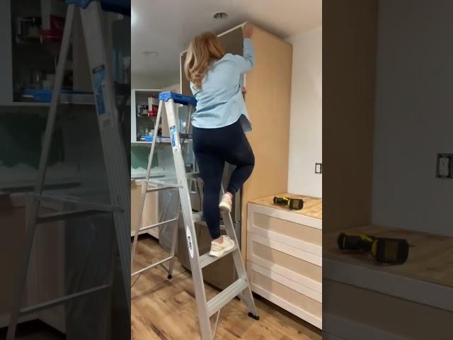 DIY Fridge Hutch - this kitchen project is moving along. #diy #kitchenmakeover #diyer