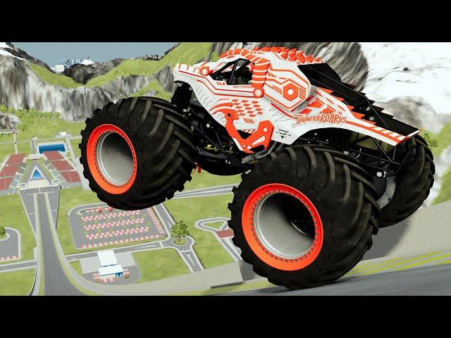 ThunderROARus Dragon GRAVE DIGGER MONSTER JAM Epic High Speed Jumps and Crashes | BeamNG.Drive