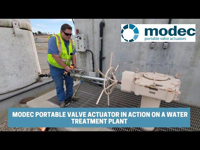 modec portable valve actuator in action on a water treatment plant