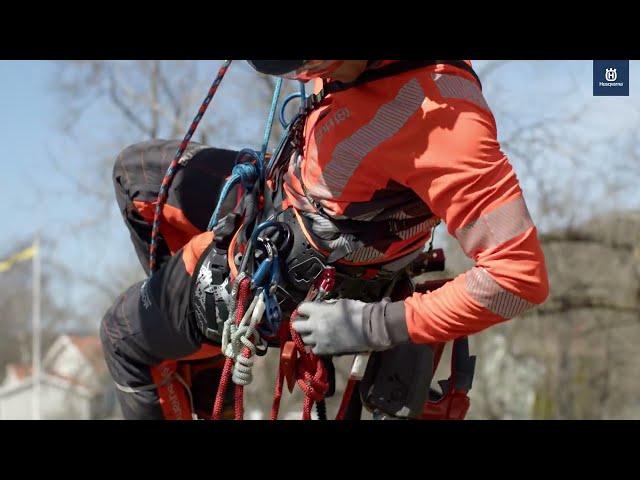 Husqvarna climbing harness in action