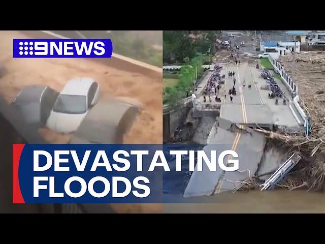 Parts of Spain again underwater weeks after devastating floods | 9 News Australia