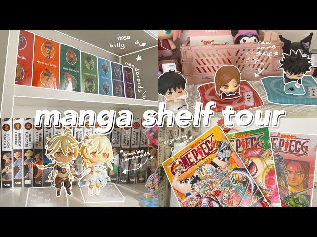  manga shelf tour - aesthetic room decor, organizing manga, new shelf [+ genshin collection]