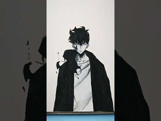 Speed drawing Solo Leveling Jinwoo  #shorts #anime #drawing