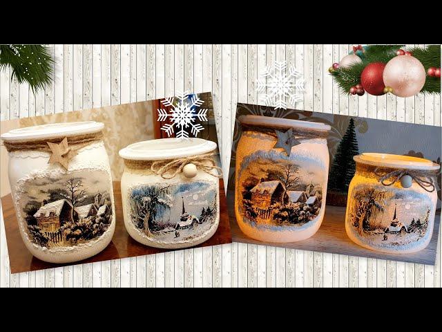 DIY Very Easy Winter Candle HolderGlass jars Craft Ideas