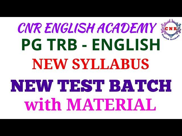 PG TRB ENGLISH | NEW SYLLABUS 2025 | NEW TEST BATCH | with Material