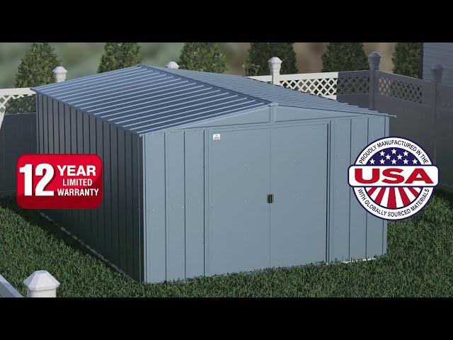 Take a 360 Tour of the Arrow Classic Steel Storage Shed, 10x14, in Blue Grey