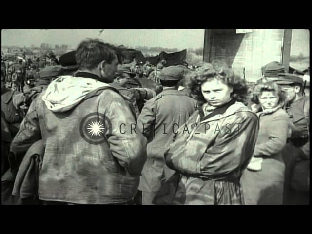 American soldiers rest after the battle at the Tangermunde bridge in Germany duri...HD Stock Footage