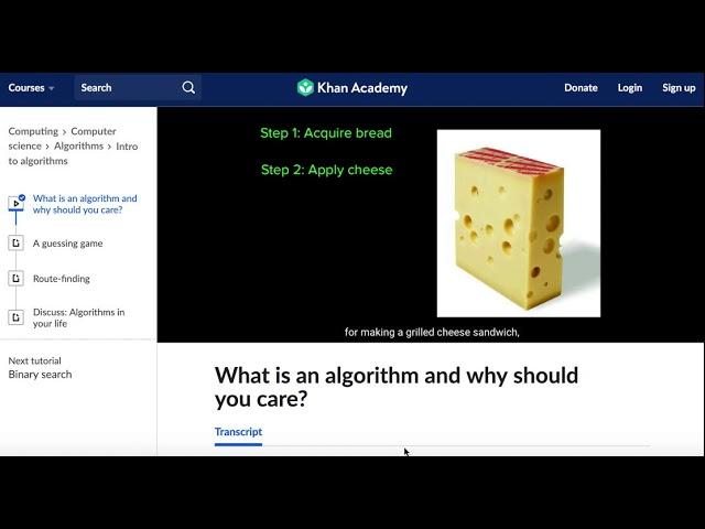 Khan Academy - Tutorial - Lesson 1 - Computing - Computer Science - Algorithms - Introduction