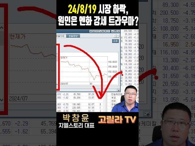 24/8/19 국내 증시 지수 하락 원인, 엔화 강세 속 떠오르는 엔캐리 청산 급락 트라우마?  #주식 #시황 #경제