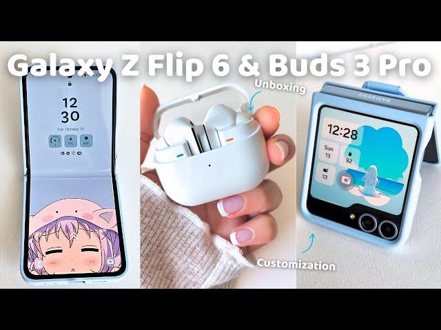 ️ Galaxy Z Flip6 ️ Aesthetic Customization 🩵 & Buds 3 Pro Unboxing  (ASMR)