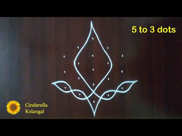 Beautiful 5 to 3 dots Sikku Kolam #145