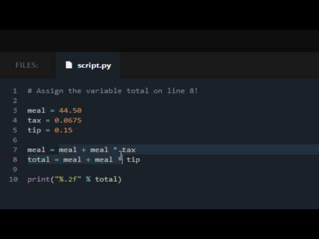 Codecademy Python Lessons- Tip Calculator