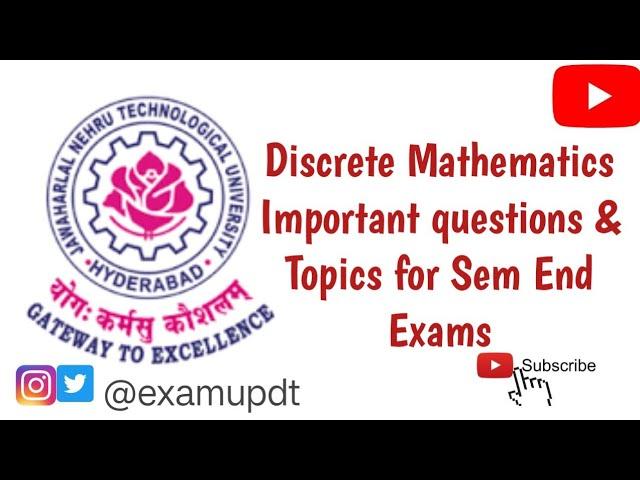 Discrete Mathematics (DM) Important Questions for Semester End Exam R22 #jntuh #exam