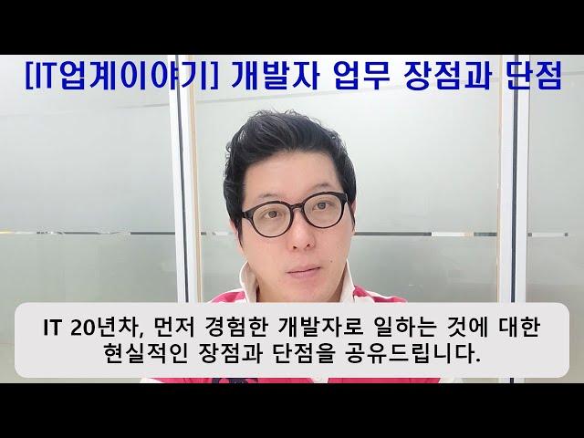 [IT업계이야기] 개발자의 장단점 (IT 20년차 경험자가 본, 개발자로 일하는 것에 대한 장단점을 공유드립니다.)