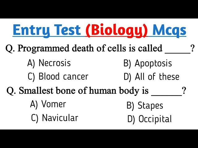 Entry Test Preparation 2023 | Biology mcqs for entry test | Biology mcqs 2023