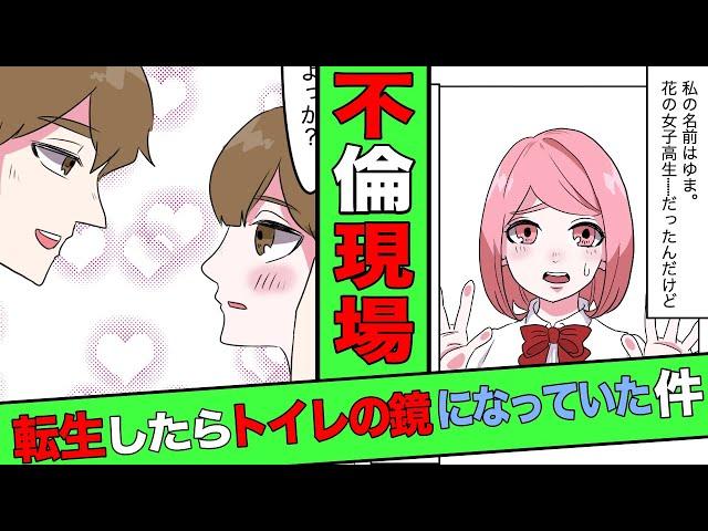 【漫画】転生したら多目的トイレの鏡の中に？？多目的トイレの鏡の中から見る世界とは？