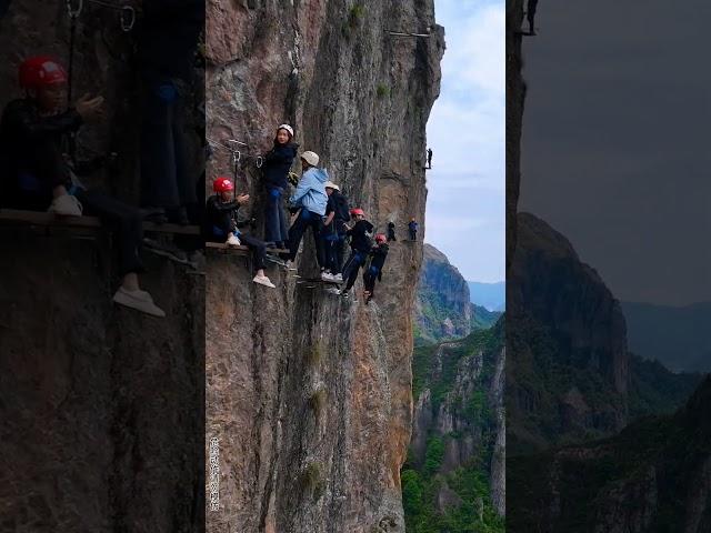 Via Ferrata in , Yandang Mountain, Zhejiang Province #amazingchina #travel #china #chinatravel