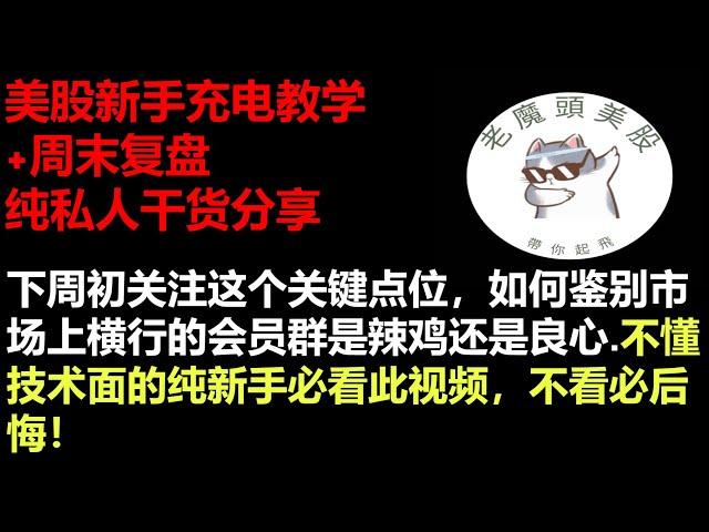 美股新手充电教学+周末复盘纯私人干货分享  下周初关注这个关键点位，如何鉴别市场上横行的会员群是辣鸡还是良心.不懂技术面的纯新手必看此视频，不看必后悔！