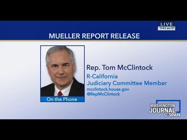 Release of Mueller Report CSPAN and NPR's All Things Considered - Interviews