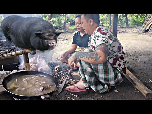 Babi Hutan Masak Sup Halia Hangatkan Badan // Cara-Cara Bakar Buang Bulu Babi Hutan…//