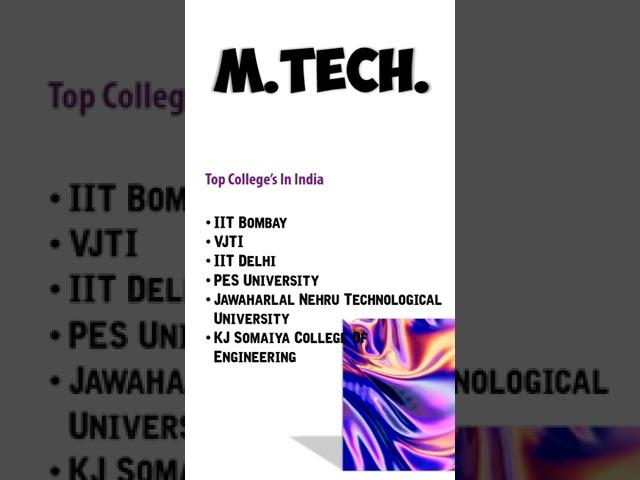 Best Colleges For MTech | Top Colleges For MTech | Top Colleges For MTech In India |  MTech Top