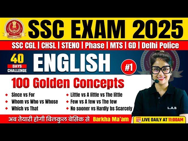 Top 100 Golden English Grammar Rules | SSC Exams 2025 | English Classes by Barkha Mam #1