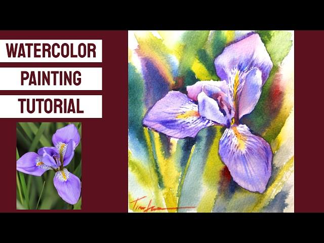 WATERCOLOR Painting TUTORIAL - How to Paint a FLOWER: IRIS #art #flower #sketch