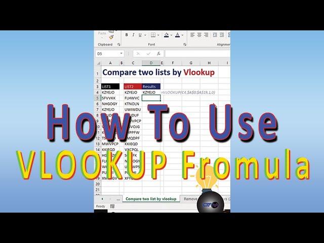 Compare Two List by VLOOKUP Formula How to Use