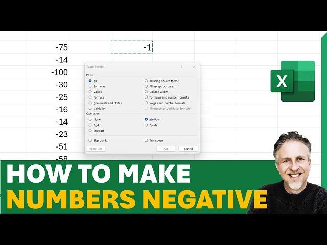 How to Make Negative Numbers in Excel | Make All Numbers Negative | Make Positive Numbers Negative