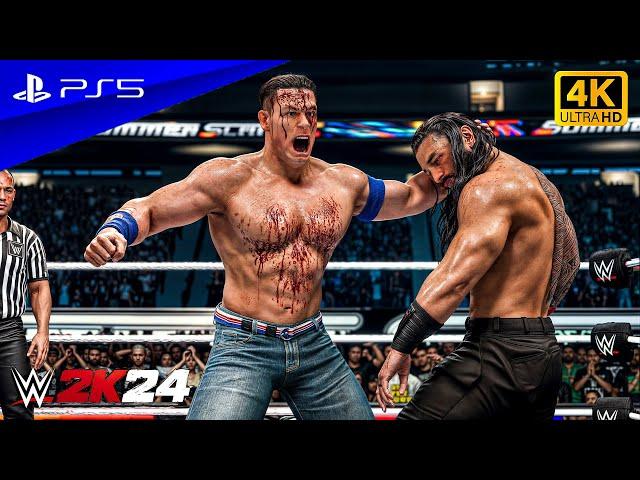 WWE 2K24 - Roman Reigns vs. John Cena | Amazing Match at SummerSlam | PS5™ [4K60]