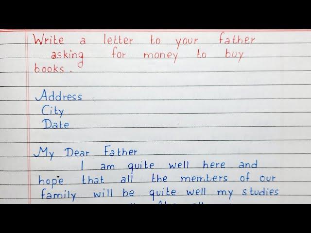 Write a letter to your father asking for money to buy books | Letter Writing | Ebglish