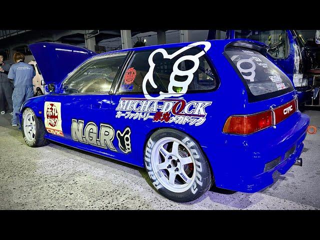 MECHA-DOCK EF9 Civic Circuit Racer in OSAKA JAPAN! | 赤丸メカドック | JDM Honda B18C | NO GOOD RACING 4K HD