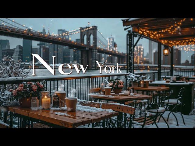 A Snowy Day at New York Cafe Ambience with Relaxing Jazz Music for Work & Study️