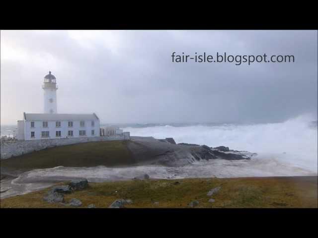 Biggest Waves in the world today, wash out South Lighthouse - Fair Isle, Shetland.