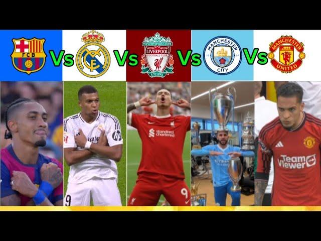 Real Madrid vs FC Barcelone vs Liverpool vs Man City vs Man United #football #trending #challenge