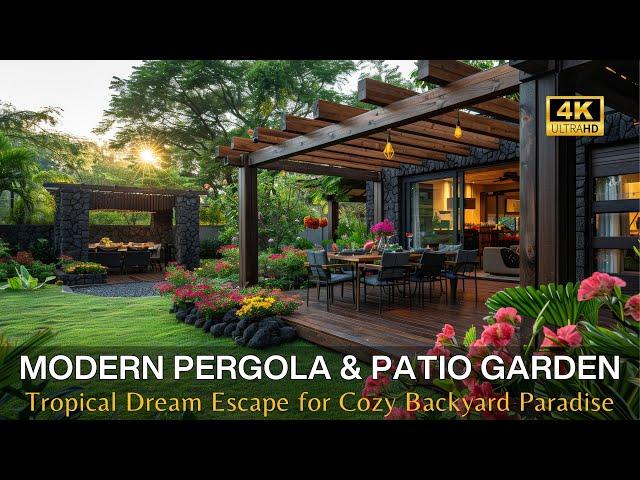 Create Your Tropical Dream: DIY Modern Pergola and Patio Garden for Backyard Retreats