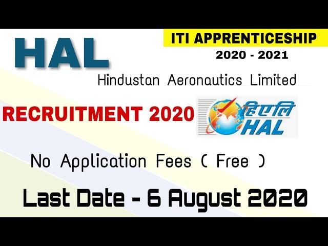 HAL Recruitment 2020 I No Fees (Free ) ITI Apprenticeship I Learn Technical