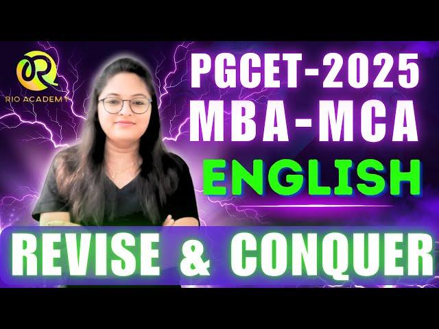 PGCET MBA - MCA 2025  English | Revise & Conquer  | #pgcet2025