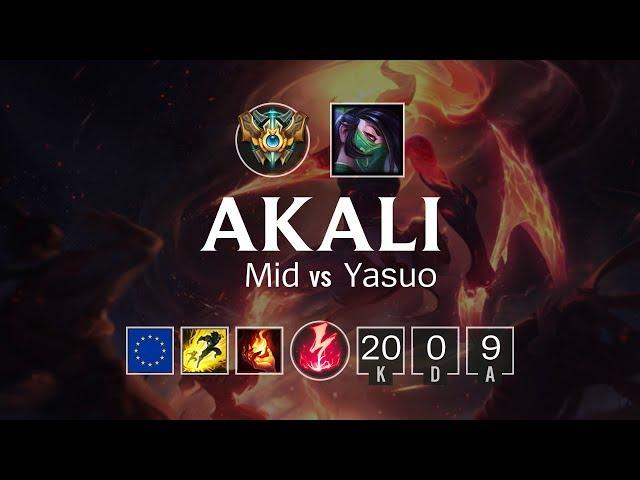 Akali Mid vs Yasuo - EUW Challenger Patch 8.16