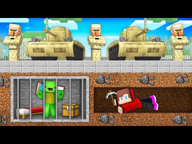 JJ Saved Mikey From the Underground Military Prison in Minecraft (Maizen)