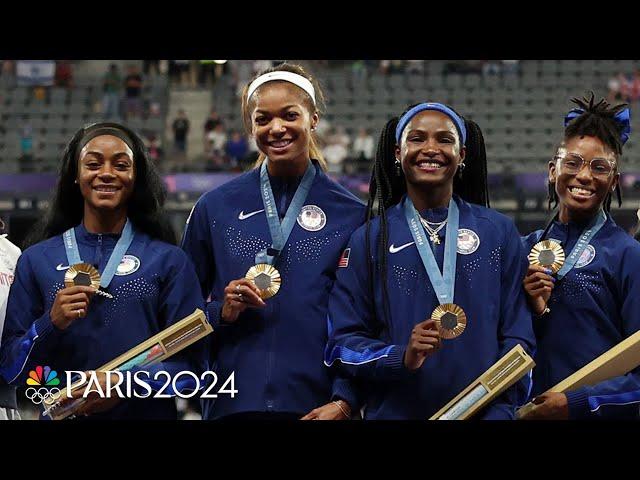 Sha'Carri Richardson, Gabby Thomas, Team USA receive 4x100 relay golds | NBC Sports