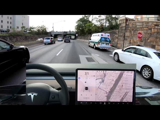 Tesla Autopilot footage 4K, driving through Lincoln Tunnel NYC & NJ Route 3