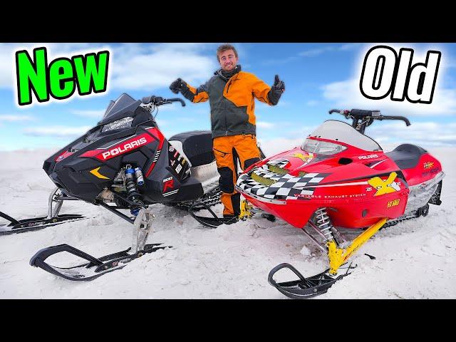 Old vs. New Snowmobiles on Backyard Track!