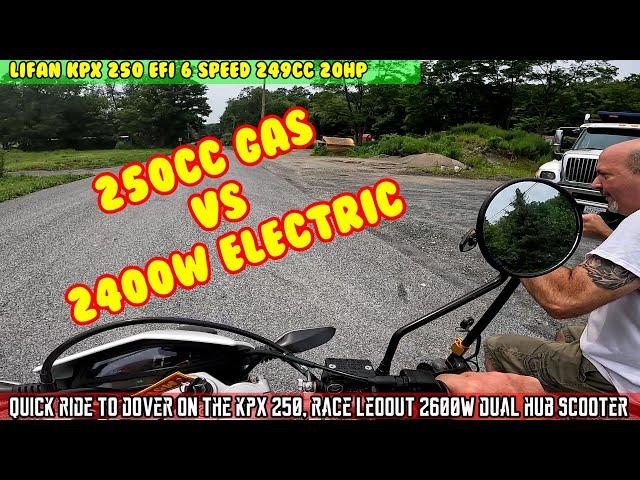 PT10 Lifan KPX250 VS LEOUT 2400 watt scooter RACE. Quick rip up to Dover and back