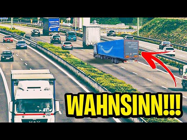 Kranke Aktion auf der Autobahn Live gefilmt